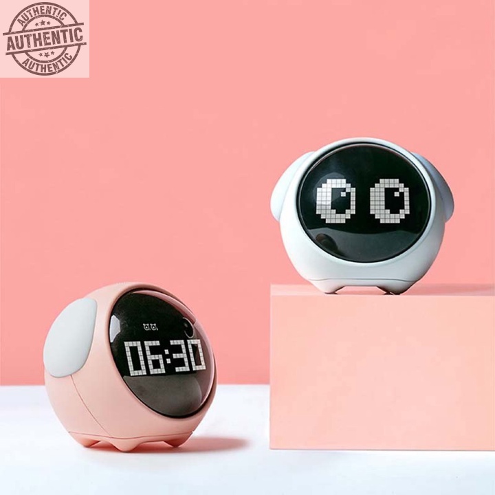 Youpin Xiaomi Đồng hồ báo thức Pixel biểu hiện dễ thương, Đèn Led kỹ thuật số đa chức năng, Đèn điều khiển bằng giọng nó