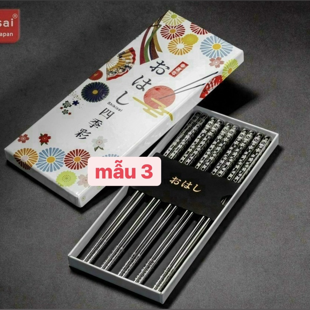Đũa Nhật Hoạt Tiết Hoa Anh Đào / Hoa Cúc Kháng Khuẩn Nhập Khẩu Nhật Bản Shikisai