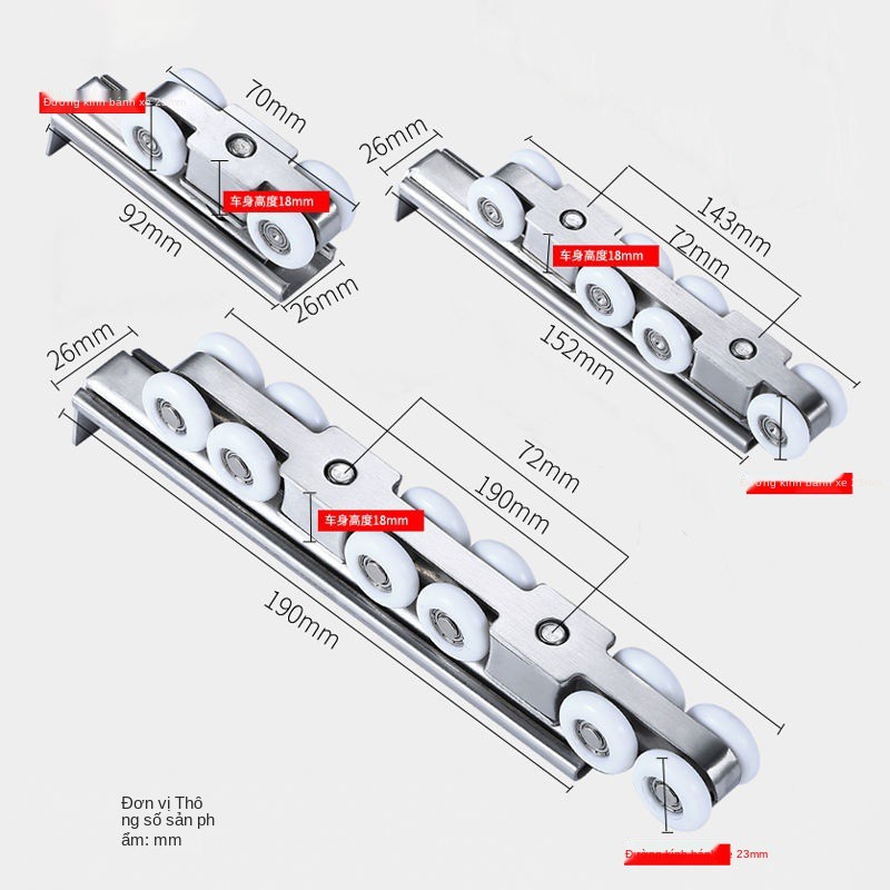 bánh xe inox treo ròng rọc cửa gỗ trượt lùa bếp ray kính