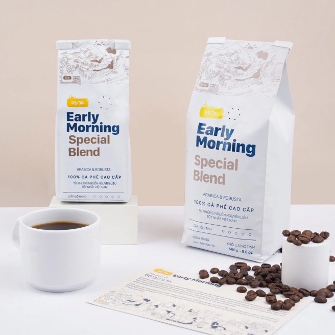 Bột cà phê special blend nguyên chất EARLY MORNING, cà phê hạt rang xay pha phin pha máy 500gr | BigBuy360 - bigbuy360.vn