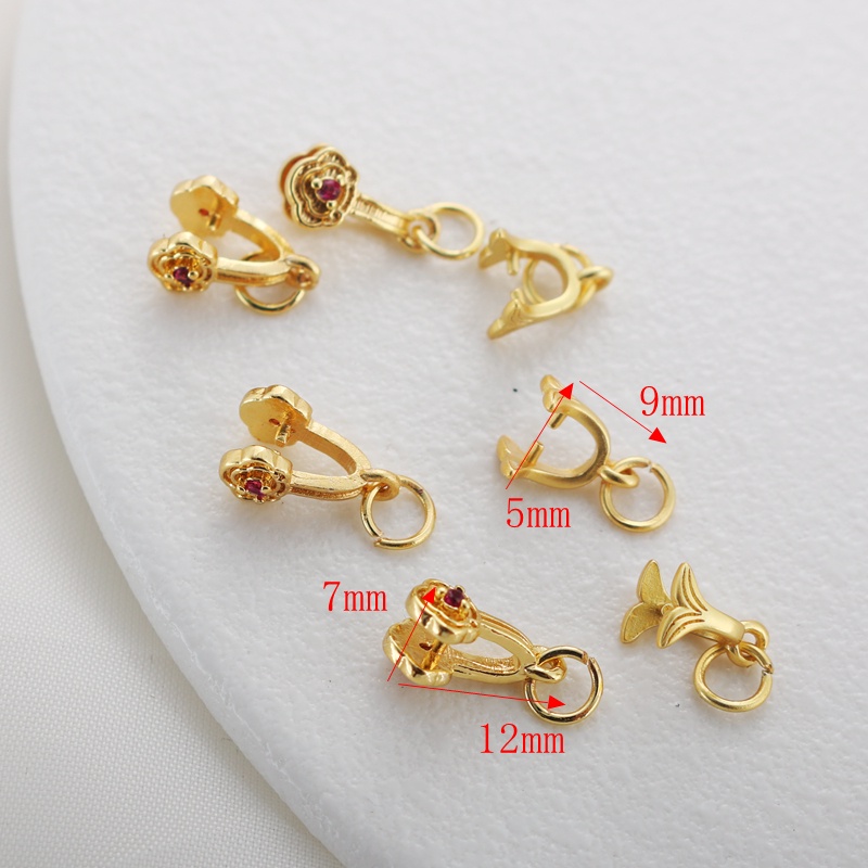 Kẹp Đuôi Cá Màu Vàng Hồng Đính Đá Zircon Màu Vàng Hồng Kiểu Cổ Điển Dùng Làm Trang Sức Thủ Công diy