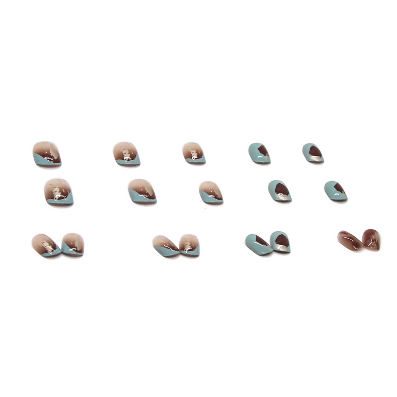 [Hàng mới về]Bộ 24 móng giả form ngắn hoạ tiết thạch anh