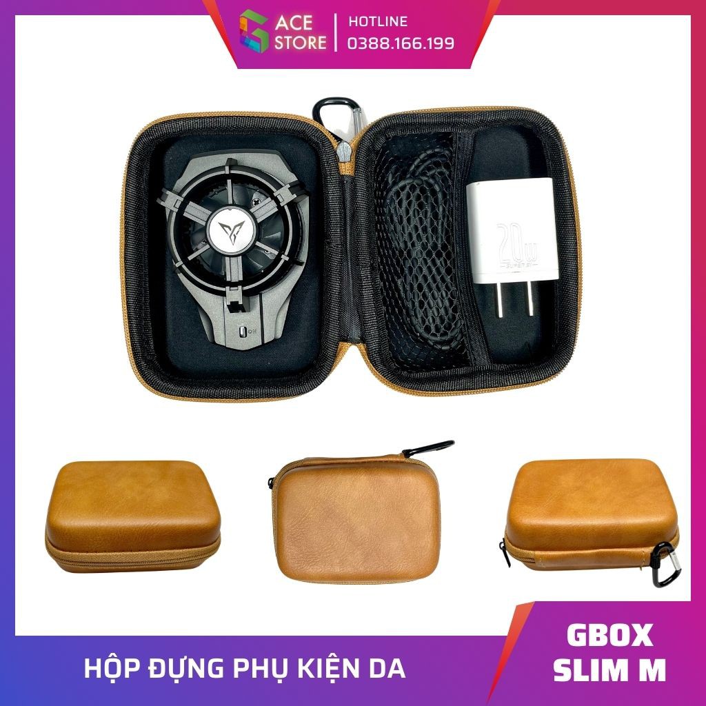 Hộp túi phụ kiện da điện thoại GBOX SLIM M, túi da chống sốc cho phụ kiện gaming, pin dư phòng, tai nghe, bộ sạc