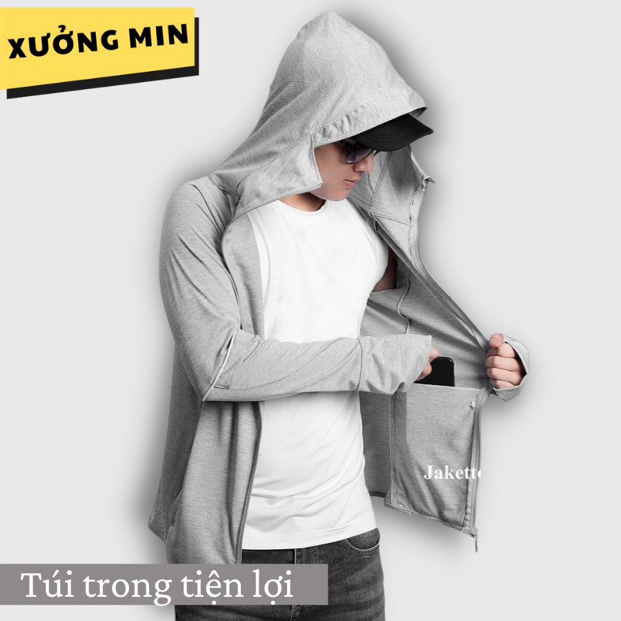 Áo khoác chống nắng nam cải tiến, tay layer thông hơi, khóa kéo cao che mặt chống tia UV, chuẩn UPF50+ XƯỞNG MIN