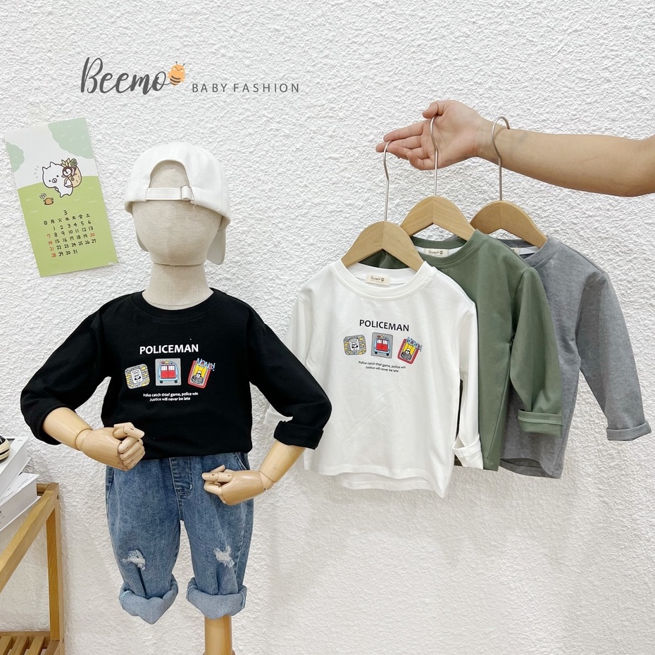 Áo phông dài tay cho bé BEEMO, chất liệu cotton co giãn, 4 màu xinh xắn B182