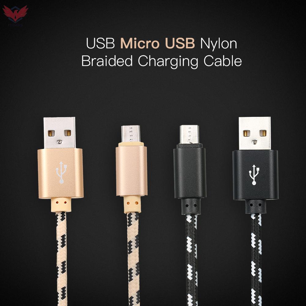 Dây Cáp Sạc Truyền Dữ Liệu Micro Usb Dây Bện Nylon Màu Đen Cho Samsung Huawei Xiaomi