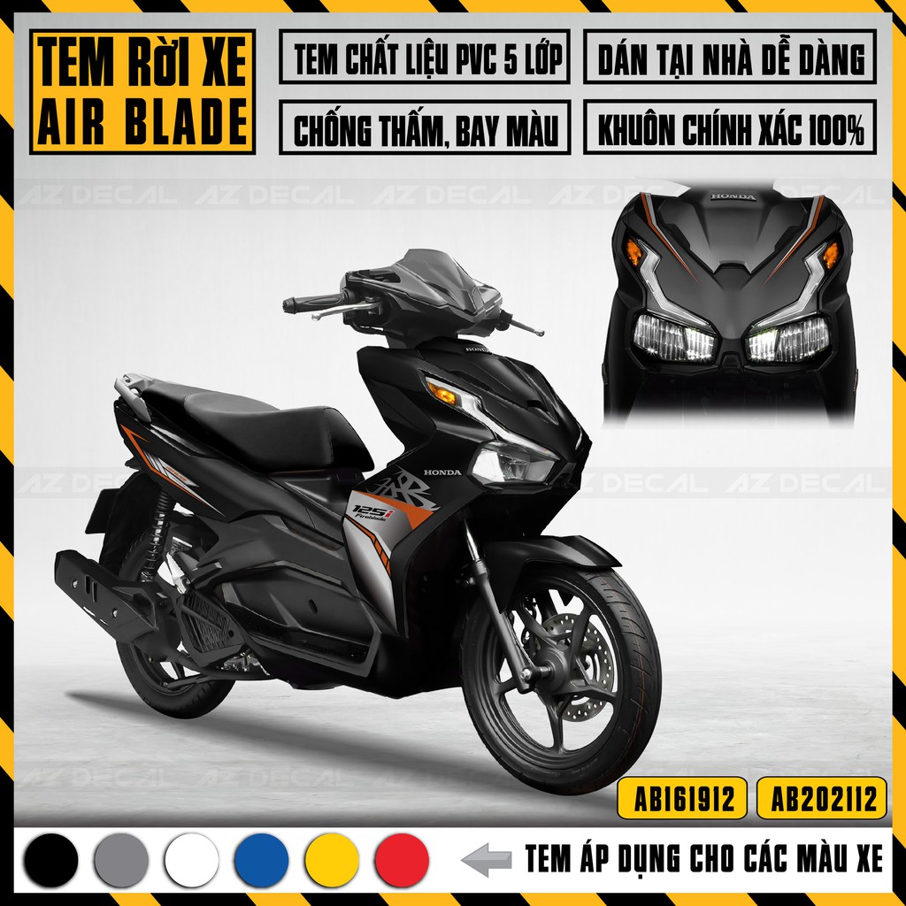 Tem Airblade 2016 - 2022 Mẫu 125i Cách Điệu | AB12 | Chất Liệu Decal Cao Cấp Chống Nước, Chống Bay Màu
