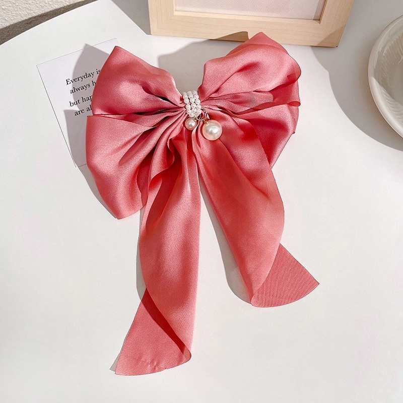 Kẹp Tóc Hình Nơ Bằng Lụa Cỡ Lớn Thời Trang Hàn Quốc Sang Trọng Cho Nữ