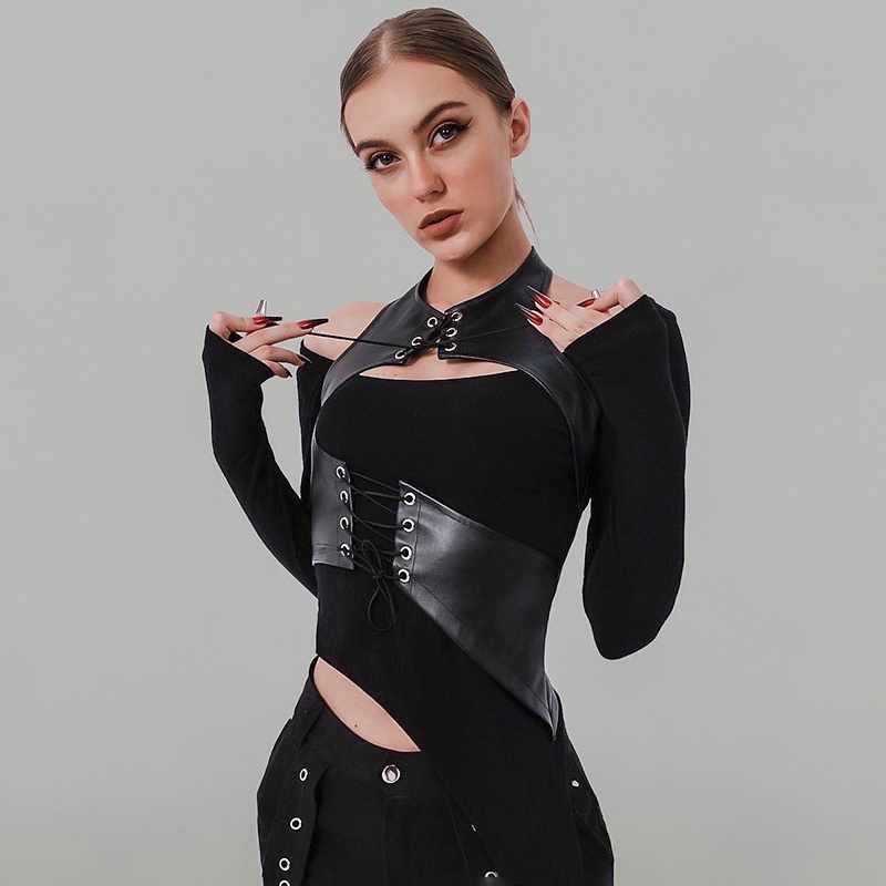 [Augustcloth] Áo gile da buộc dây phong cách Hàn Quốc