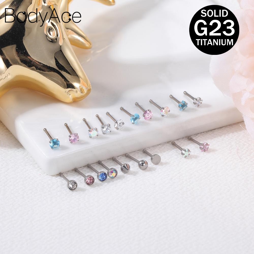 1 Bộ Khuyên Mũi Bằng Thép Titan G23 Kích Thước 2mm / 3mm