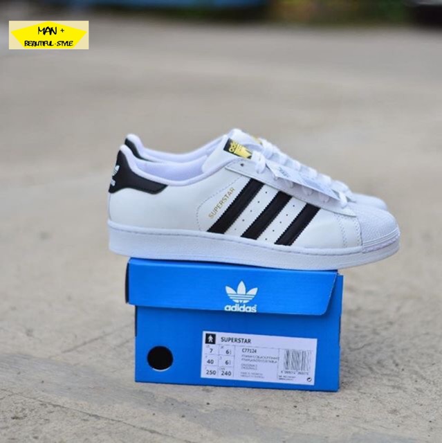 Giày thể thao adidas superstar trắng vạch đen gót đen