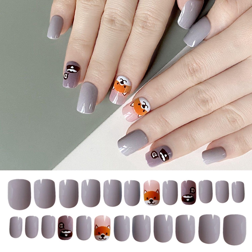 Hộp 24 Móng Tay Giả Đầu Vuông Trang Trí Nghệ Thuật