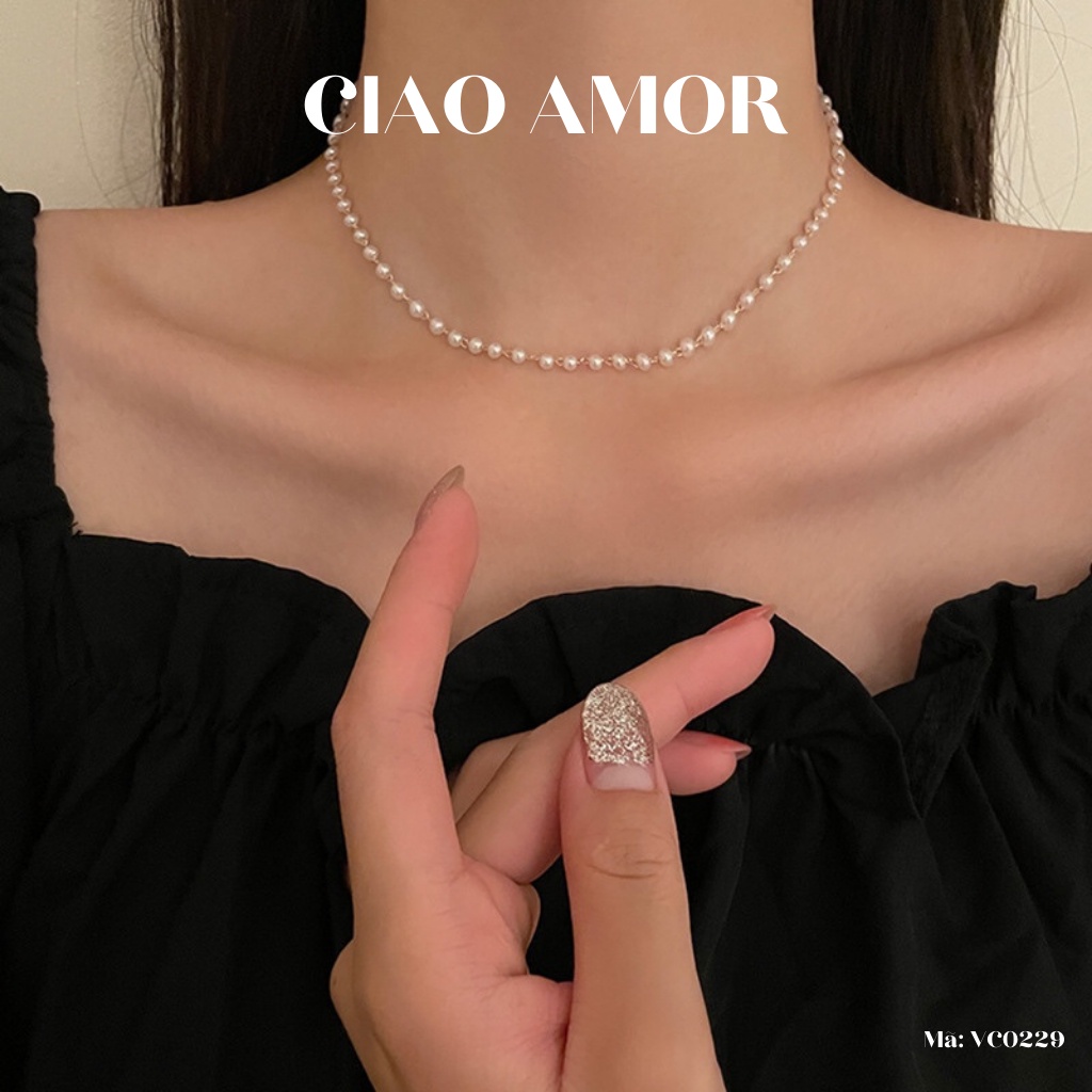 Dây chuyền nữ, vòng cổ, chocker ngọc nhỏ Trang sức Ciao Amor - VC0229