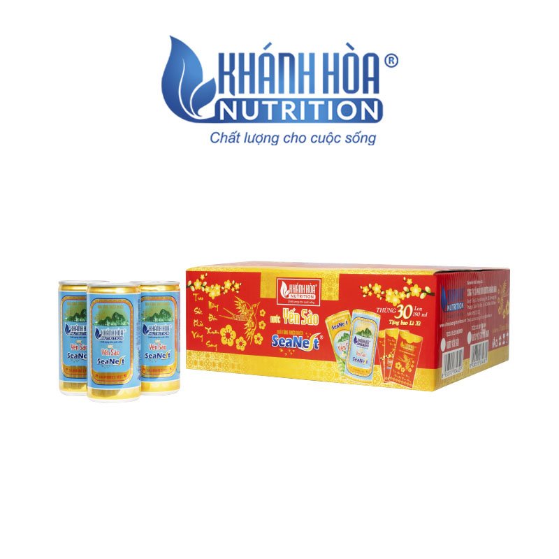 Nước Yến Sào Cao Cấp 3% Tổ Yến Seanest - Khánh Hòa Nutrition - Thùng 35 lon x 190ml