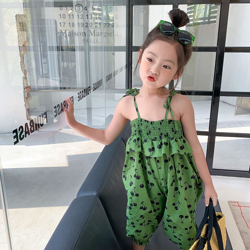 Jumpsuit Hai Dây Họa Tiết Trái Cây Phong Cách Hàn Quốc Cho Bé Gái