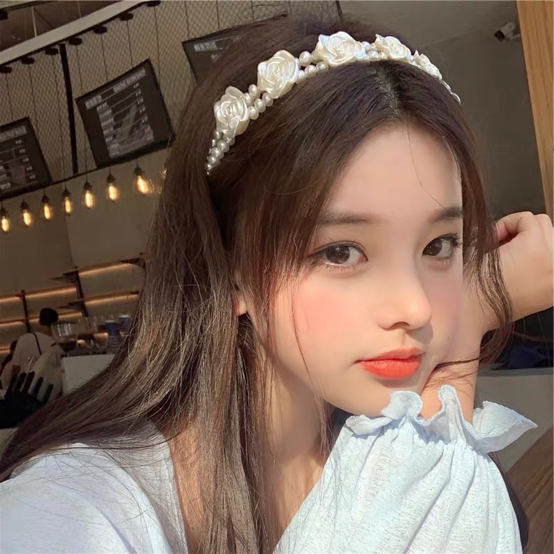 Cài tóc đính hạt hình hoa - Băng đô tóc đính hạt hình hoa