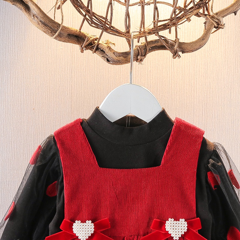 Bộ Đầm Dài Tay + Đầm Thời Trang Hàn Quốc Dành Cho Bé Gái 0-4 Tuổi