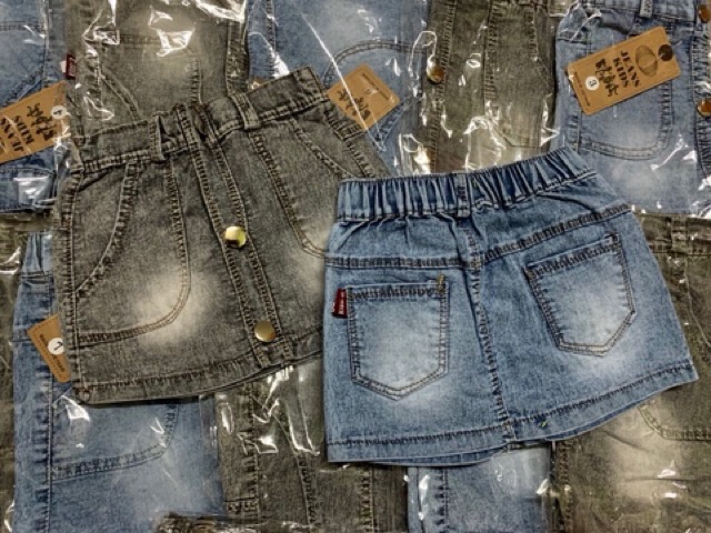 Váy jeans 3 cúc sành điệu cho bé gái - VB3C