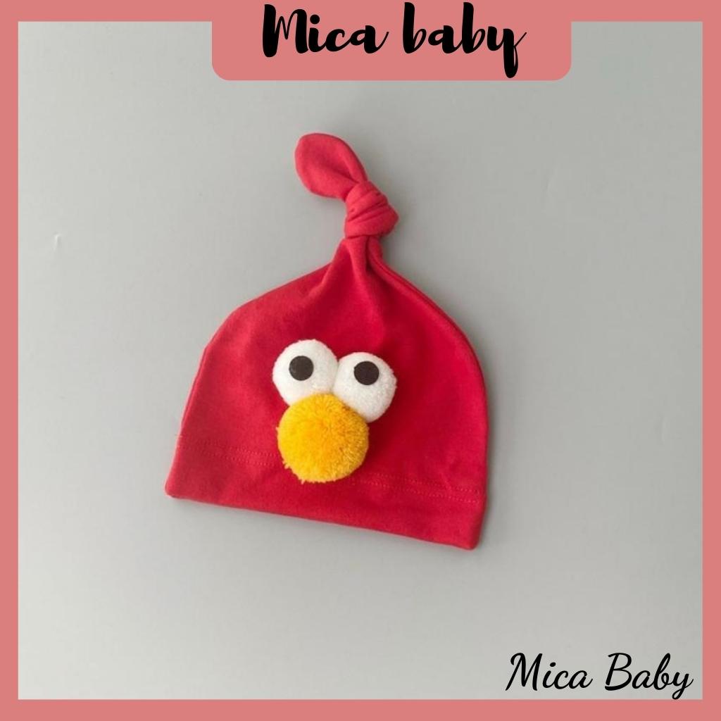 Mũ cotton trùm đầu họa tiết mắt chim đáng yêu cho bé từ 0-12 tháng Mica baby