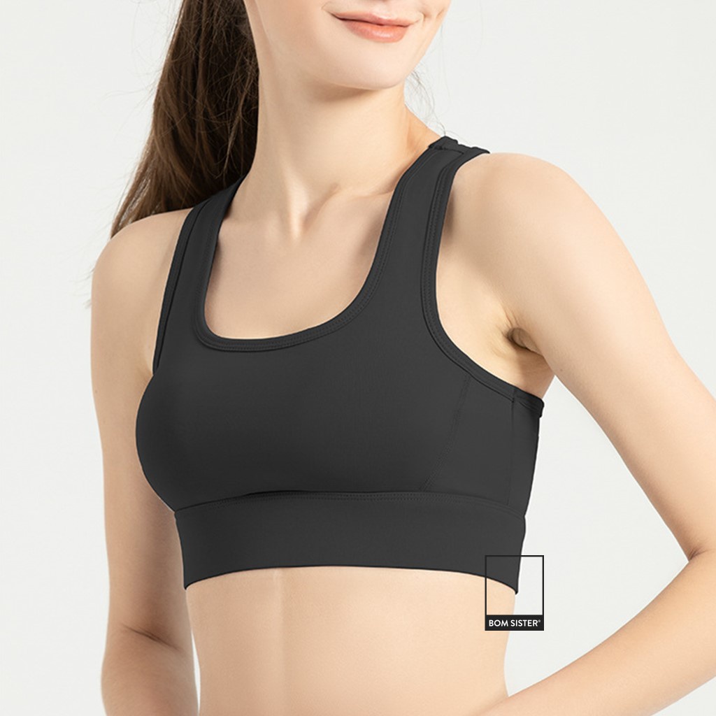 Áo lót tập Yoga - Gym croptop thun co giãn 4 chiều cài sau mút có thể tháo rời BOM SISTER AT0058