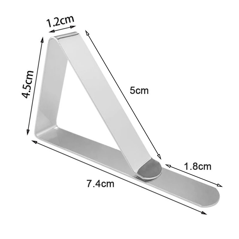 Set 12 Kẹp Cố Định Khăn Trải Bàn Hình Tam Giác Bằng Thép Không Gỉ Chống Trượt