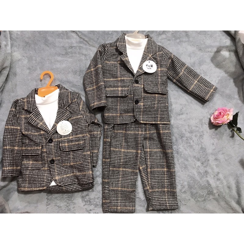 Set vest dạ 3 chi tiết bé trai 12-25kg