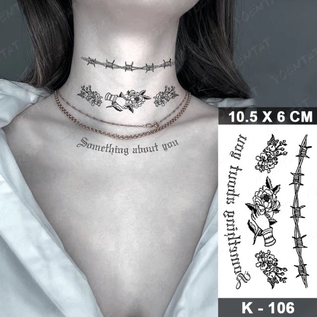 Hình xăm dây kẽm chữ vòng cung k106 - miếng dán tatoo tạm thời size &lt;10x6cm