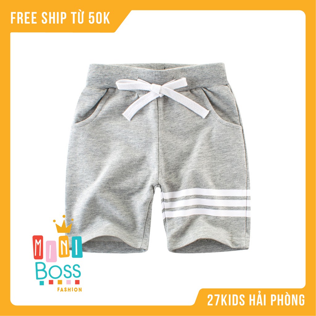 Quần short bé trai cotton 27Kids họa tiết thể thao - Quần thun cho bé Quảng Châu  xuất Âu Mỹ