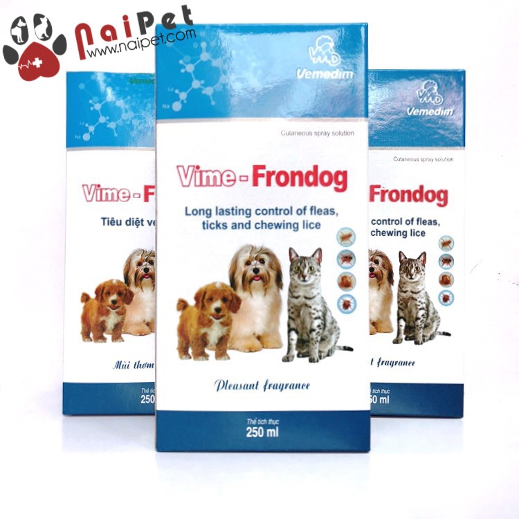 Thuốc Diệt Ve Rận Bọ Chét Chó Mèo An Toàn Hiệu Quả Cho Cả Chó Mèo Mang Thai Vime Frondog 250ml