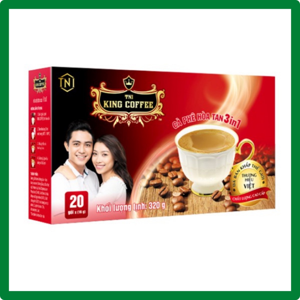 Cà Phê Hòa Tan 3IN1 KING COFFEE - Hộp 20 gói x 16g - Từ hạt café Arabica và Robusta