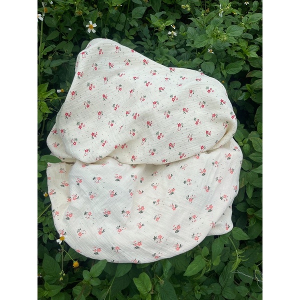 vải xô muslin 2 lớp cao cấp chùm hoa nhí may áo váy đồ bộ