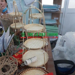 Mẹt tre trang trí, mẹt đựng đồ ăn, mẹt tre 3 tầng