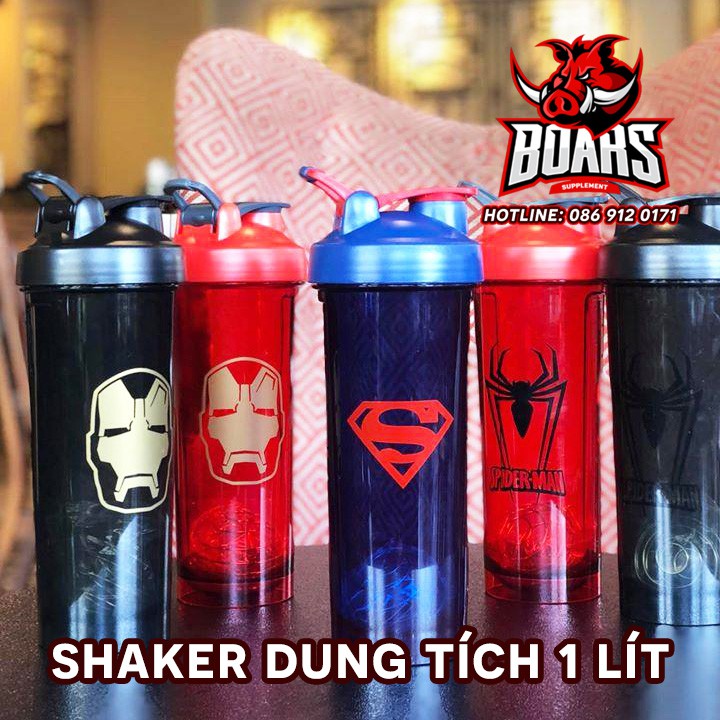 SHAKER BÌNH LẮC THỂ THAO SIÊU ANH HÙNG - DUNG TÍCH ĐẦY BÌNH (1000 ML)