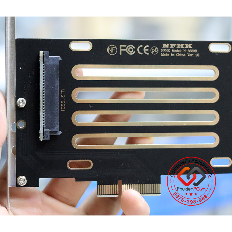 Card gắn SSD 2.5 NVMe U2 SFF-8639 sang PCIe 4X. Dùng cho máy tính PC, máy tính đồng bộ, Server, máy chủ, workstation