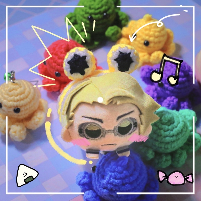 Vòng tay đan len ếch handmade, outfit mochi, noru anime