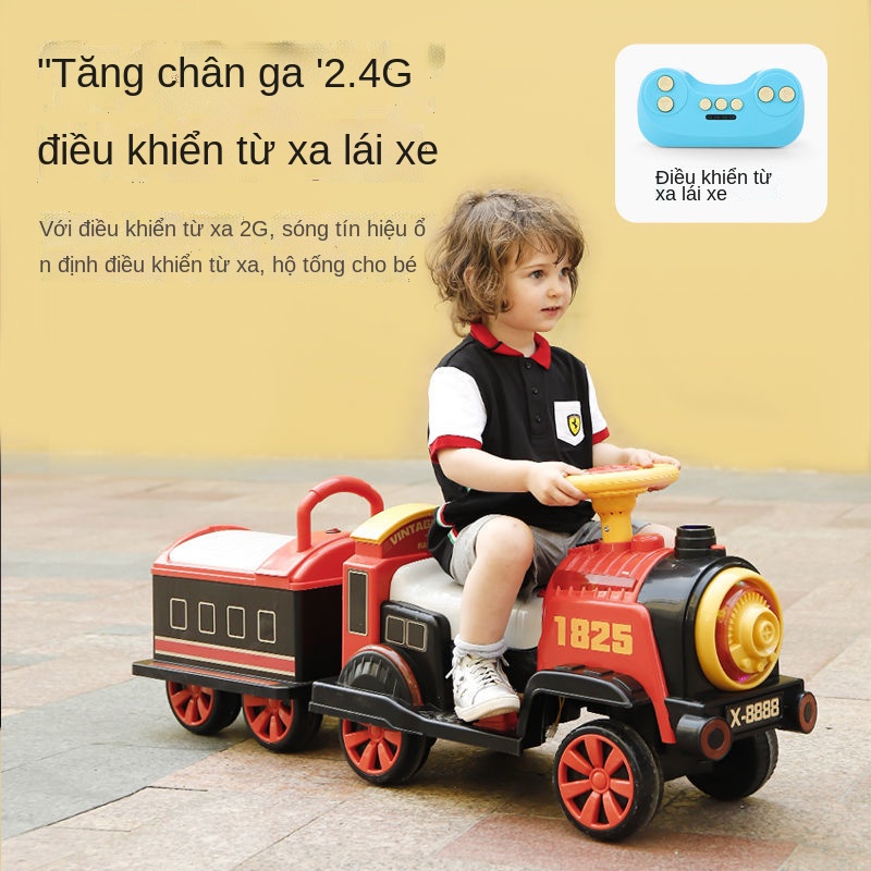 ☢┋Đồ chơi xe lửa điện trẻ em điều khiển từ xa sạc có thể ngồi trên xe đẩy đồ chơi ô tô cậu bé đồ chơi