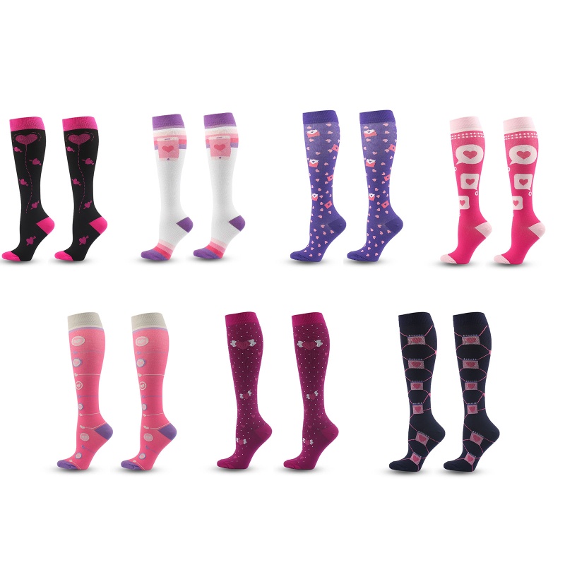 Xiangbao Vớ Nén Nylon Nén Chân Thể Thao Dài Hạnh Phúc Cho Nam Nữ Chạy Bộ Du Lịch Vui Vẻ K