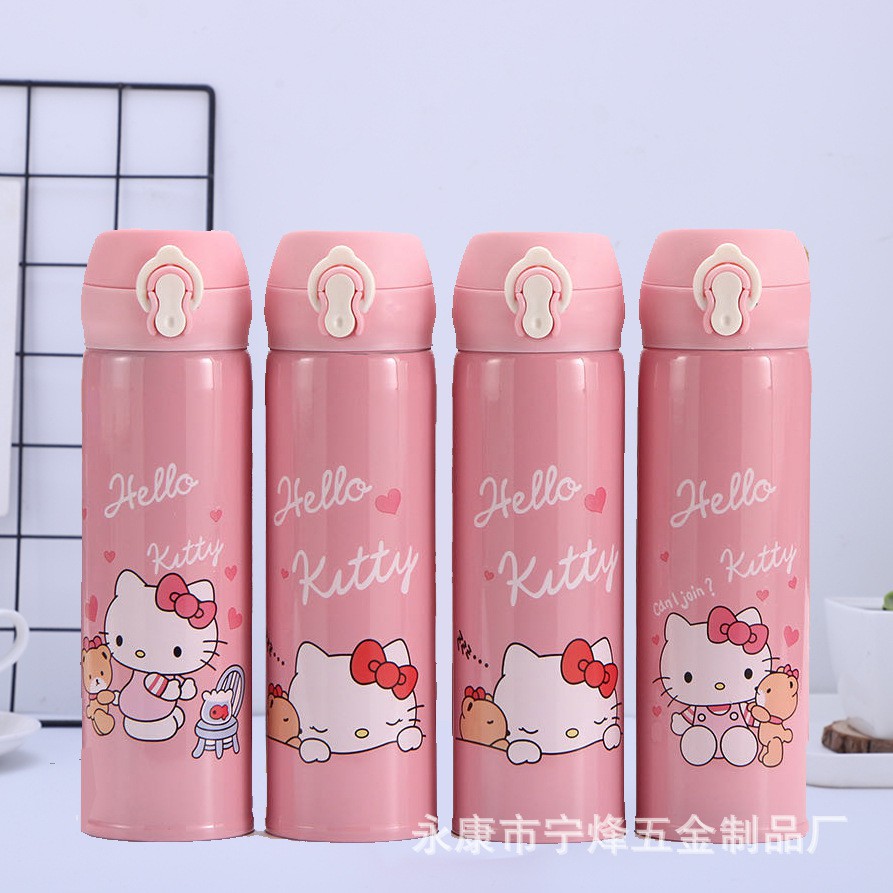 Bình giữ nhiệt sang chảnh Hello Kitty, Doraemon 500ml (mẫu mới)