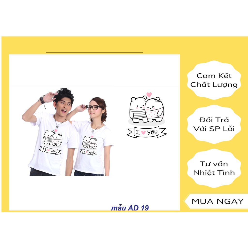 Áo đôi nam nữ tay cộc in hình ngộ nghĩnh , áo cặp in hình phong cách HÀN QUỐC