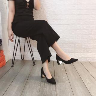 [Shopee trợ giá] Giày cao gót da lộn gót vuông 5 phân