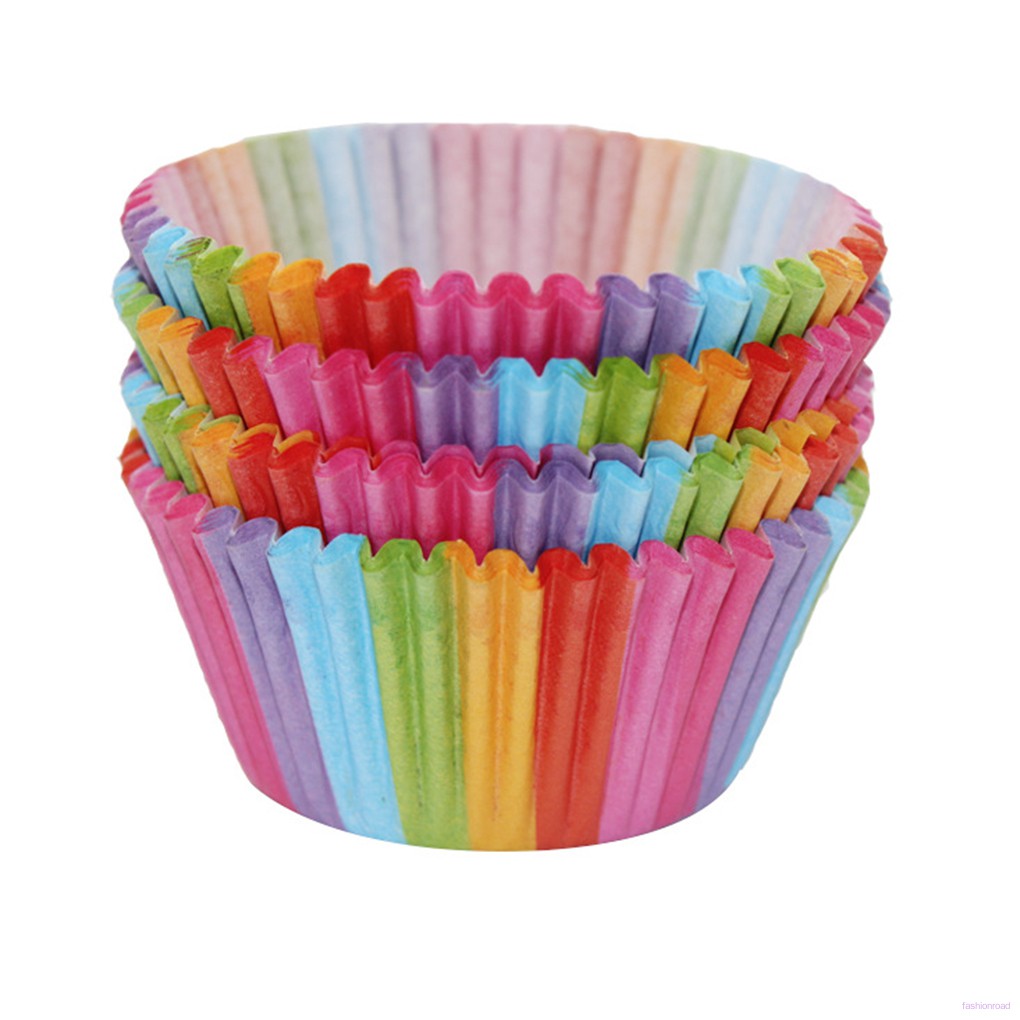 Set 100 Cốc Giấy Làm Bánh Cupcake Nhiều Màu Sắc Tiện Lợi