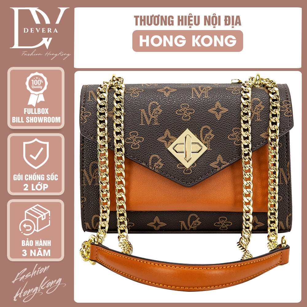 Túi Đeo Chéo Vai Nữ Dáng Vuông DEVERA.Dây Xích Nhỏ,Túi Xách Nữ Công Sở Da Mềm Sang Trọng,Đi Chơi,Đi Tiệc -Mã M835 -B
