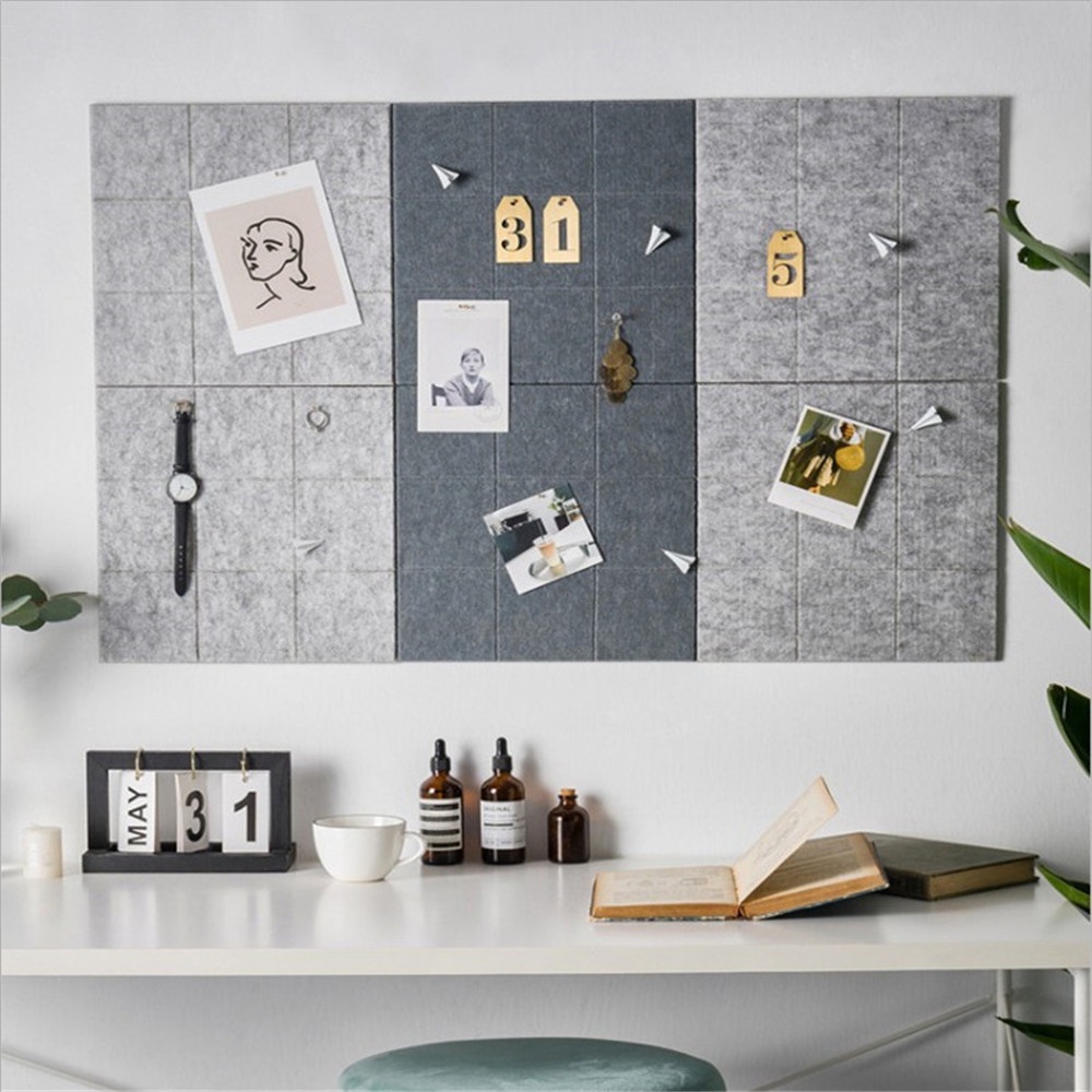 Miếng dán tường bằng vải nỉ mềm mại họa tiết lưới hình vuông đơn giản xinh xắn trang trí nhà cửa