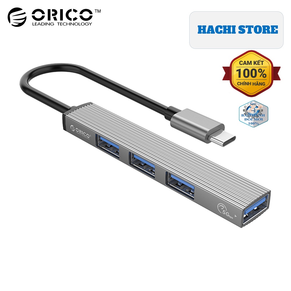 Hub Type C ra 4 cổng USB Orico AH-13-GY - Hàng Chính Hãng