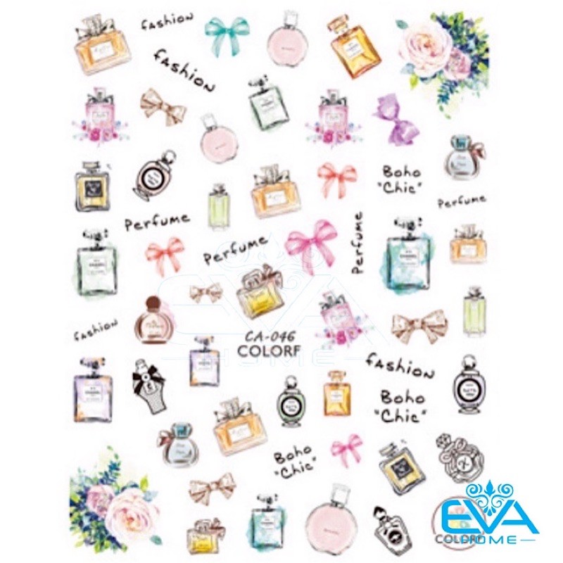 Decal Dán Móng Tay 3D Nail Sticker Tráng Trí Hoạ Tiết Chai Nước Hoa Fashion Perfume CA046