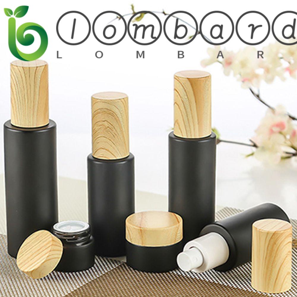 Bình Thủy Tinh Đựng Sữa Dưỡng Màu Đen Có Nắp Gỗ Tiện Dụng Mang Theo Du Lịch