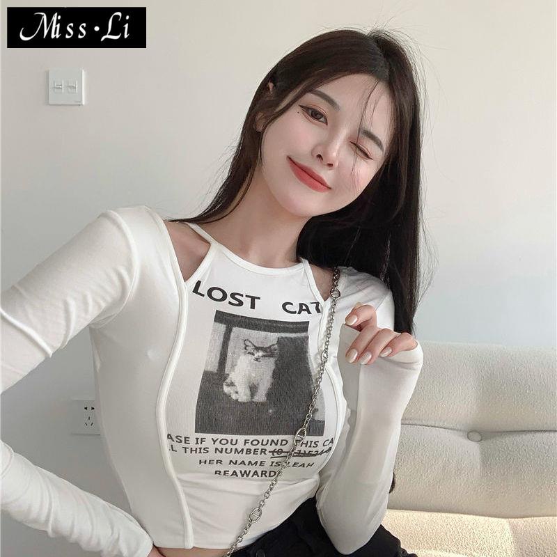 Áo Thun Tay Ngắn Dáng Ôm In Họa Tiết Thời Trang Mùa Thu Mới Cho Nữ