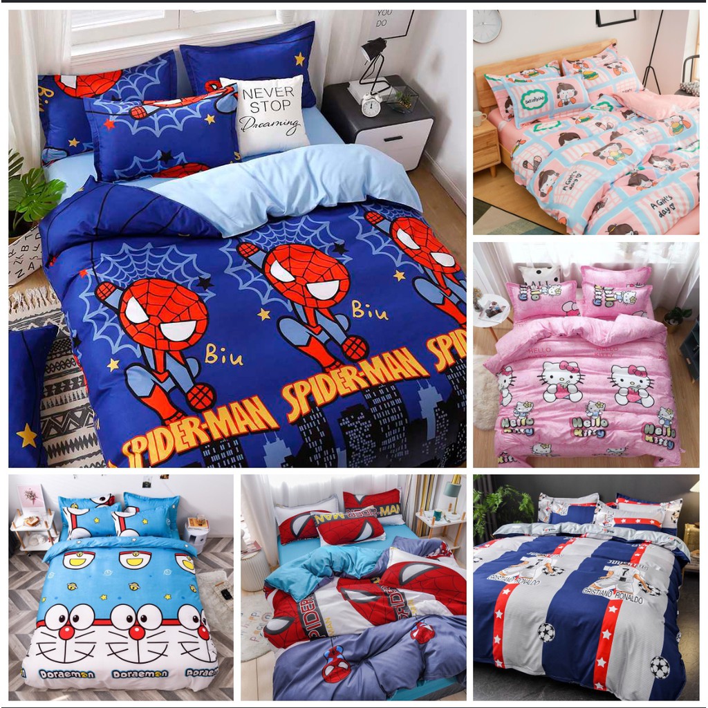 [RẺ VÔ ĐỊCH]Bộ chăn ga gối 4 món Cotton Poly nhập khẩu - hình kute đáng yêu