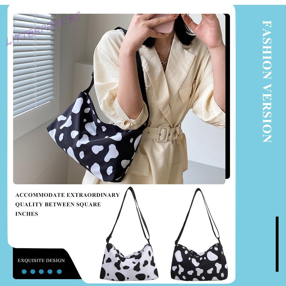Litterprinces Fashion Women Oxford Cloth Cow Pattern Print Crossbody Bag Messenger Bags