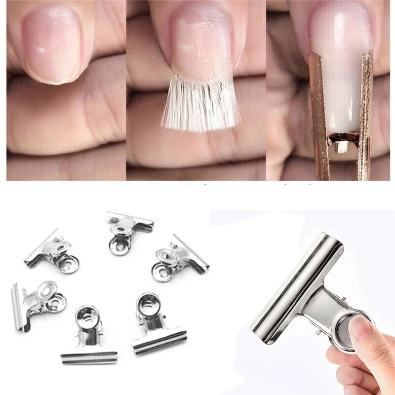 [Hàng mới về] Bộ 6 kẹp nối móng tay nghệ thuật kiểu Pháp chuyên nghiệp tự làm cong hình chữ C bằng thép không gỉ